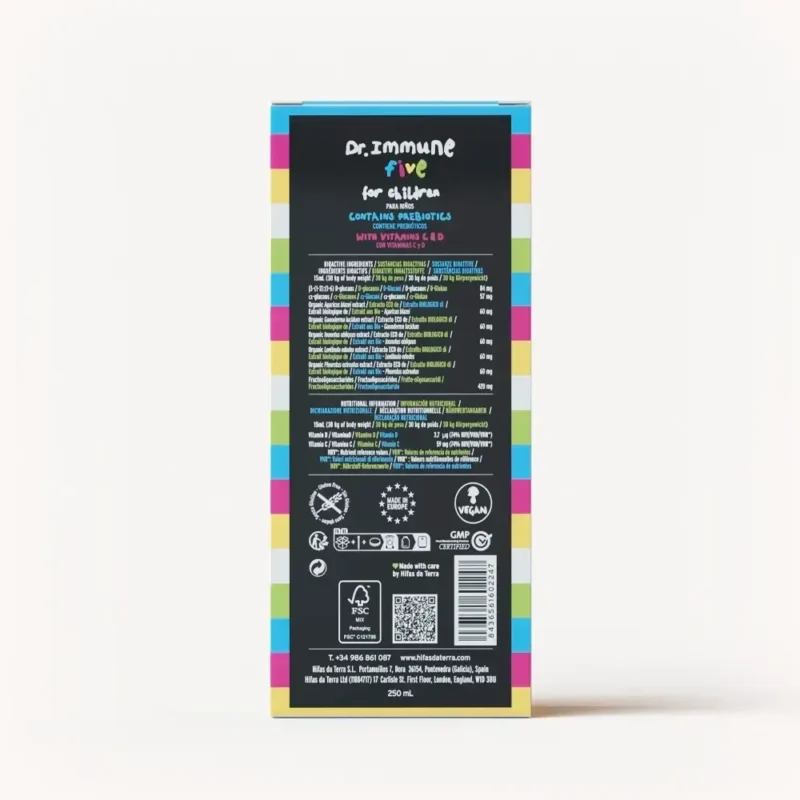 Jarabe Dr. Immune Five para las Defensas con prebióticos y Vitaminas D y C (Botella de 250 ml) - Imagen 6